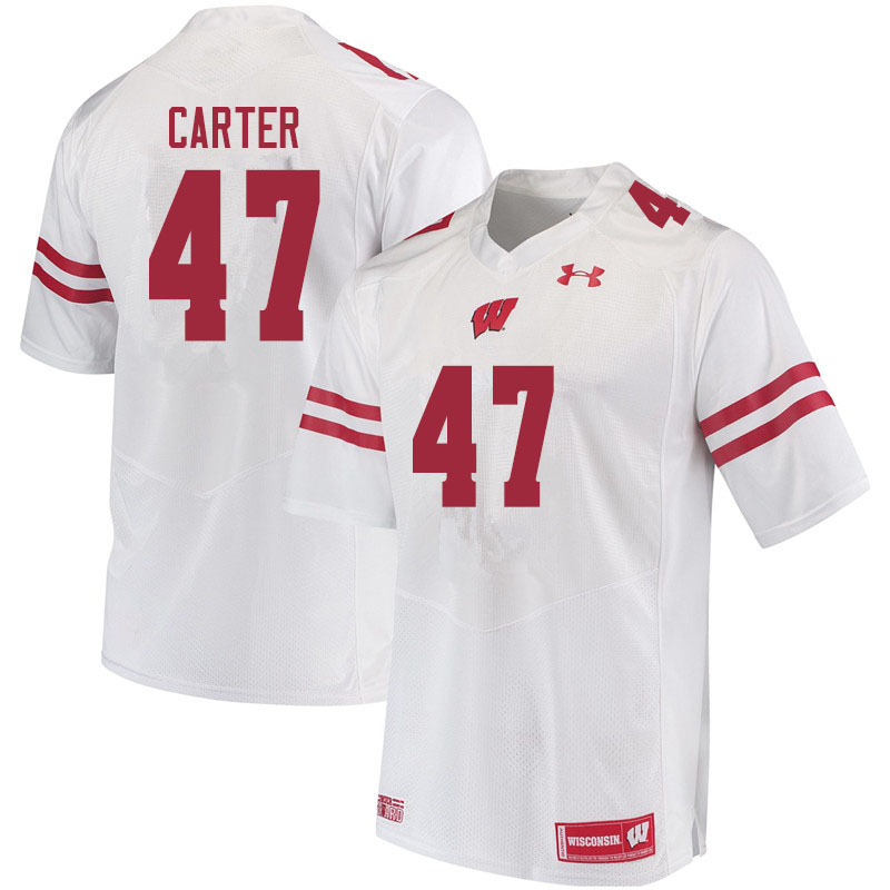 Men #47 Nate Carter Wisconsin Badgers College Football Jerseys Sale-White